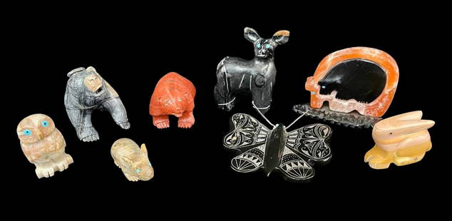 Eight Nice Fetishes, Mostly Signed: Offered here for your consideration are eight nice fetishes, most of which have been signed or have a label identifying their maker. These hand shaped fetishes invoke the spirit of animals as