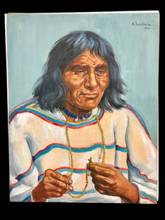 Original Painting By Elizabeth Locherie: Offered here for your consideration is an original painting by Elizabeth Locherie. Often referred to as Daughter of Montana, she was known to the subjects of her paintings as "Netchitaki"