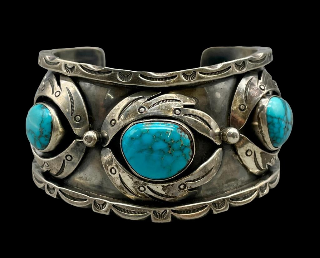 Five Stone Carl Luthey Bracelet With Nice Turquoise (1 of 11)