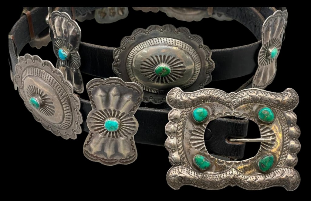 Vintage Turquoise And Sterling Silver Concho Belt (1 of 18)