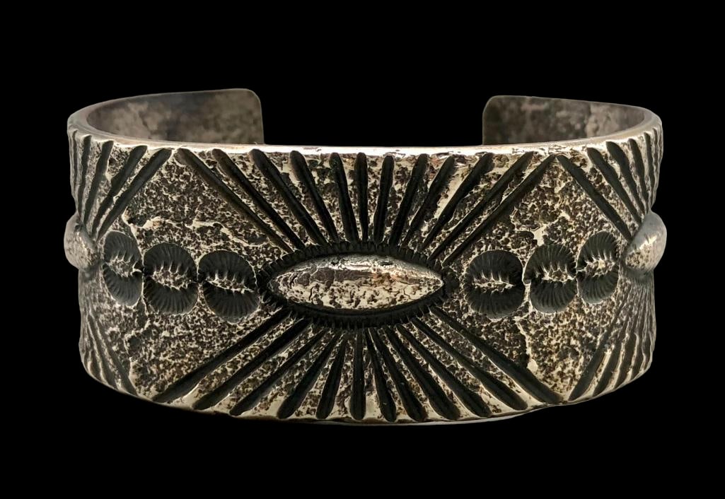 Tufa Cast Bracelet With Stamp Work By Stewart Billie (1 of 9)