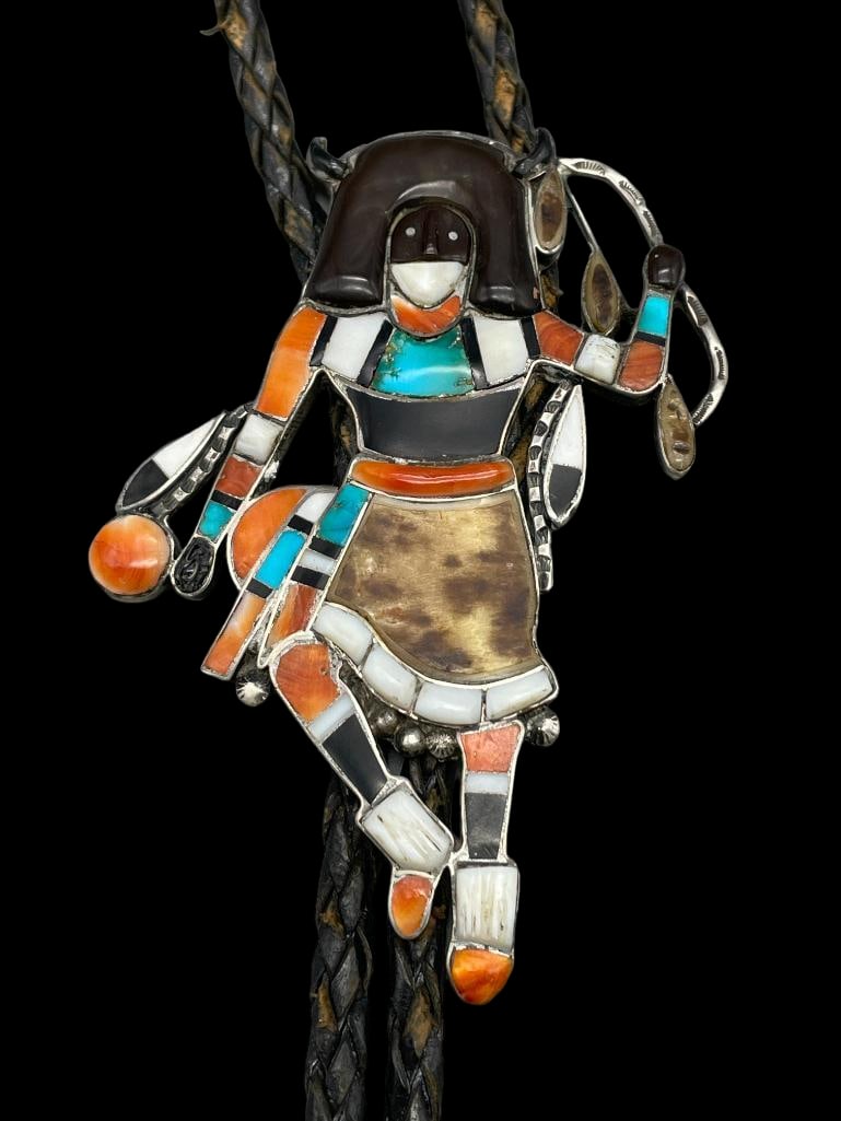 Vintage Buffalo Dancer Inlay Bolo Tie (1 of 12)