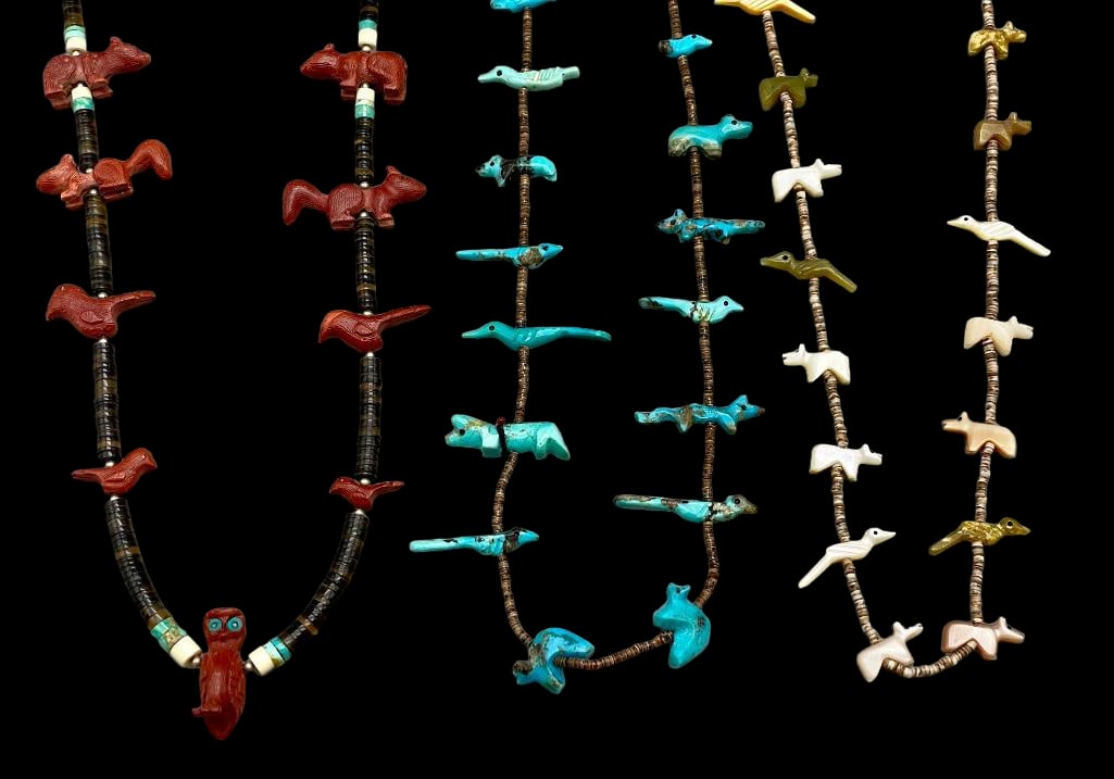 Three Carved Fetish Necklaces With Fine Heishi (1 of 20)