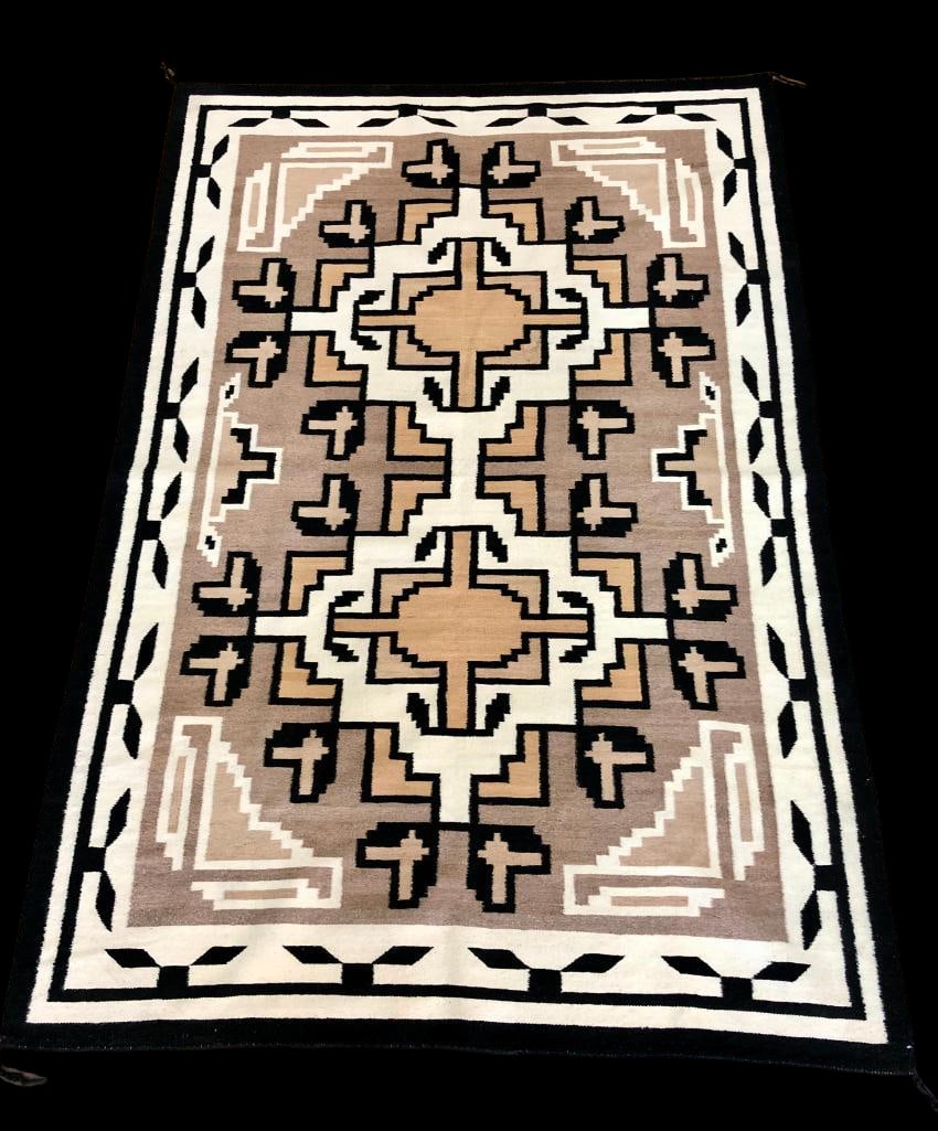 Nice Vintage Two Grey Hills Navajo Rug (1 of 9)