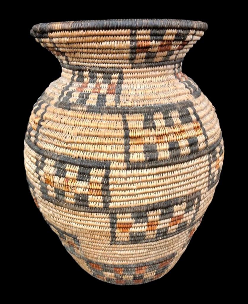 Antique Polychrome Apache Basketry Olla (1 of 9)