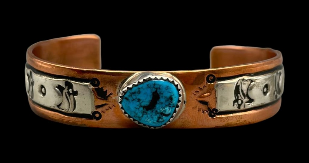 Copper, Sterling Silver And Turquoise Bracelet By Dolores Little (1 of 10)