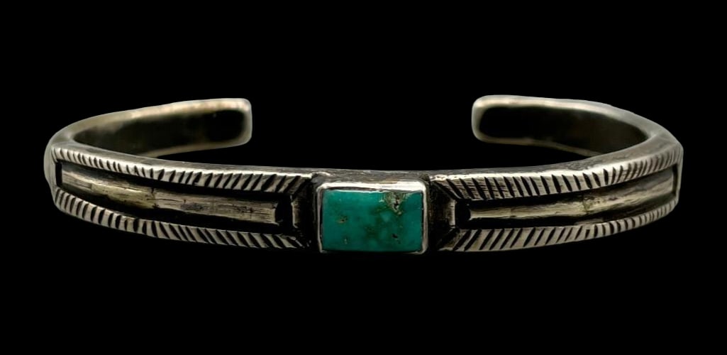 Turquoise And Coin Silver  Ingot Bracelet By Jock Favour (1 of 10)