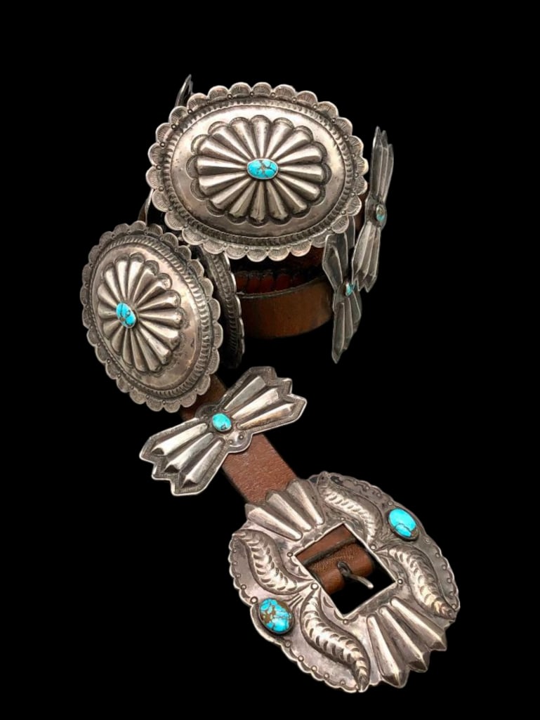 1950s Turquoise And Sterling Silver Concho Belt (1 of 18)