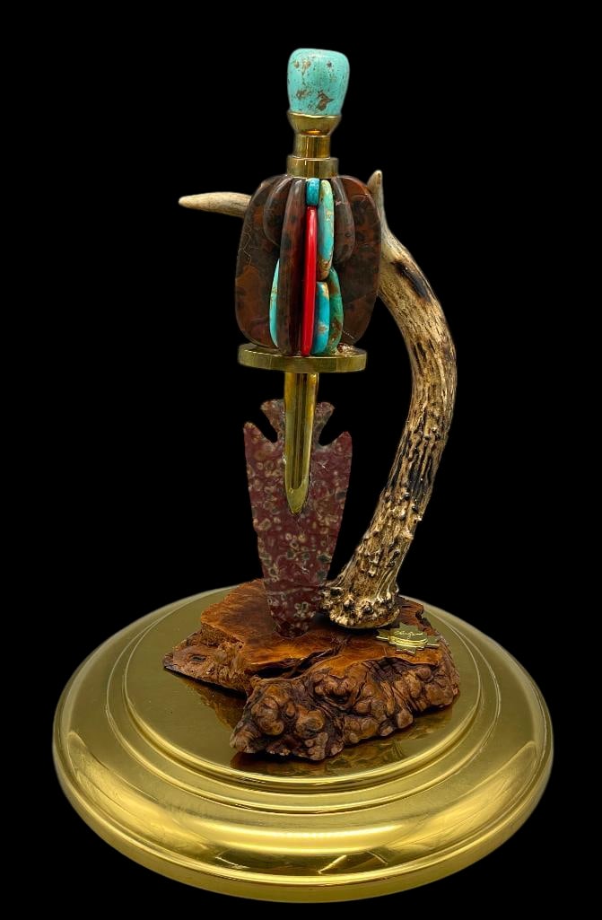 Exquisite Multi-Stone Artistic Dagger With Stand By Charles Pratt (1 of 13)