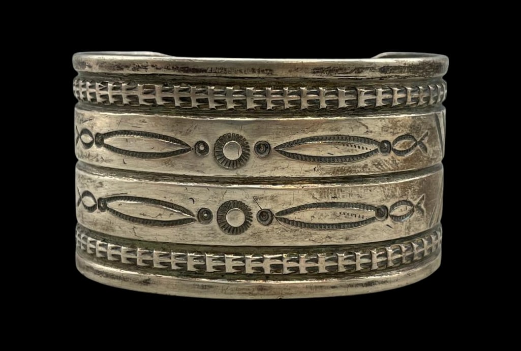 Vintage Ingot Silver Bracelet With Stampwork (1 of 9)