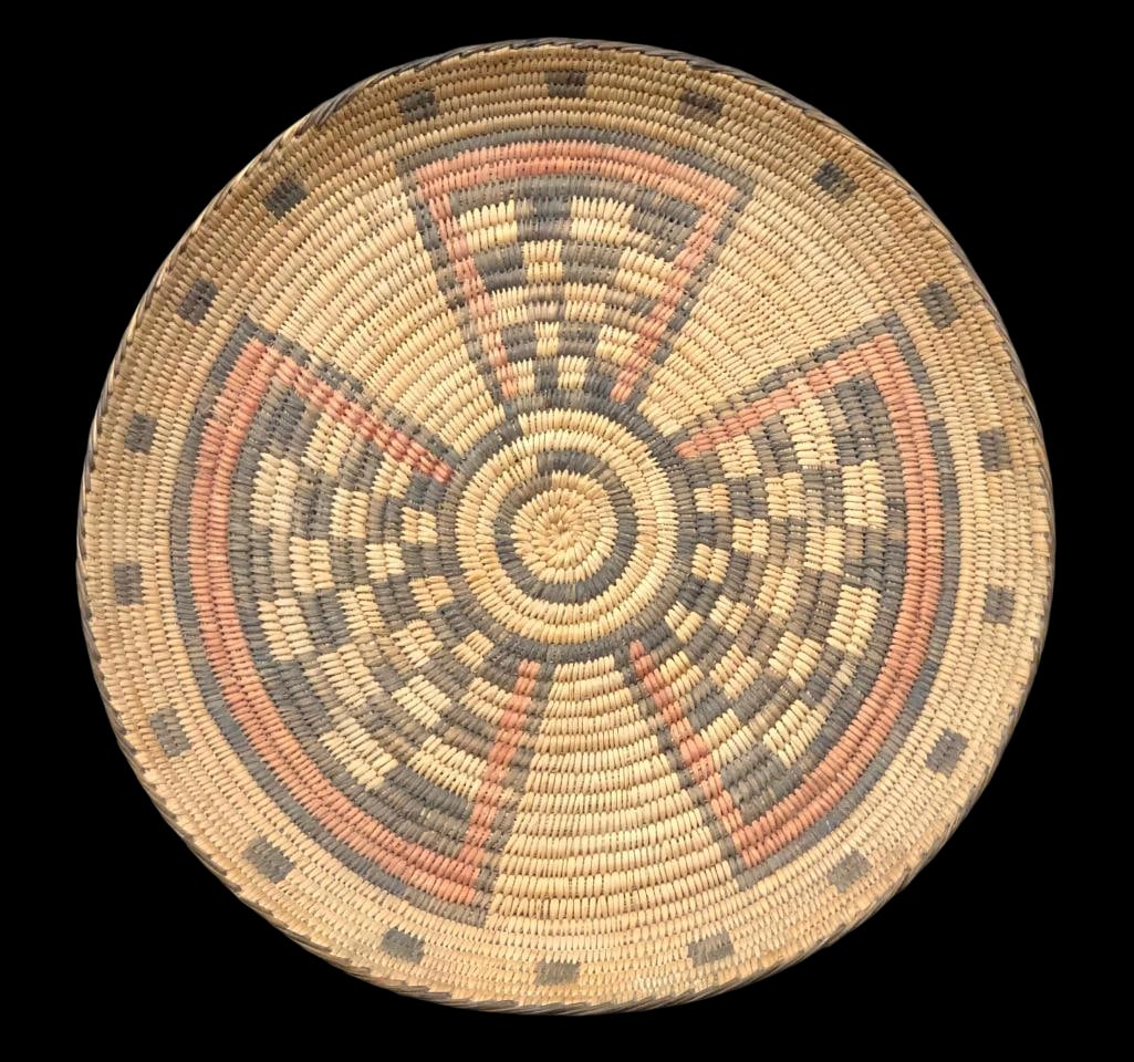 Large Polychrome Pima Basketry Tray Auction