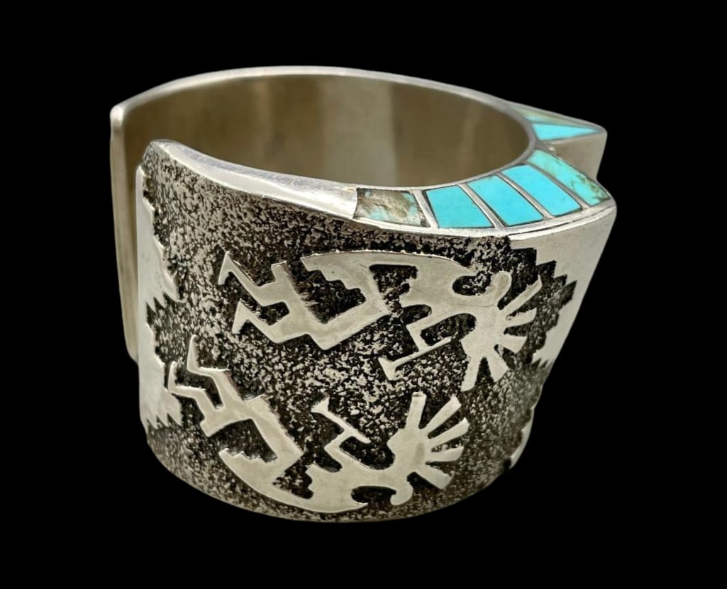 Unique Style Kokopelli Themed Turquoise Inlay Bracelet (1 of 11)