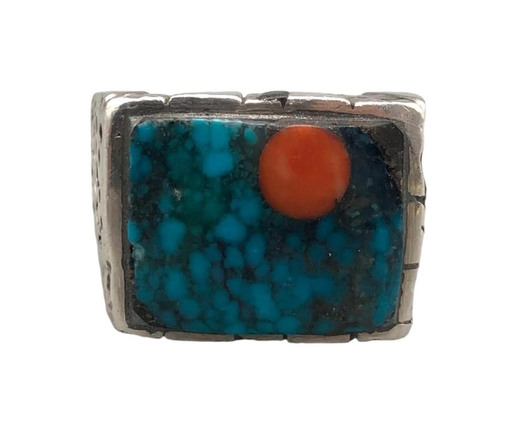 Unique Style Webbed Turquoise Ring Attributed To Lee Epperson (1 of 8)