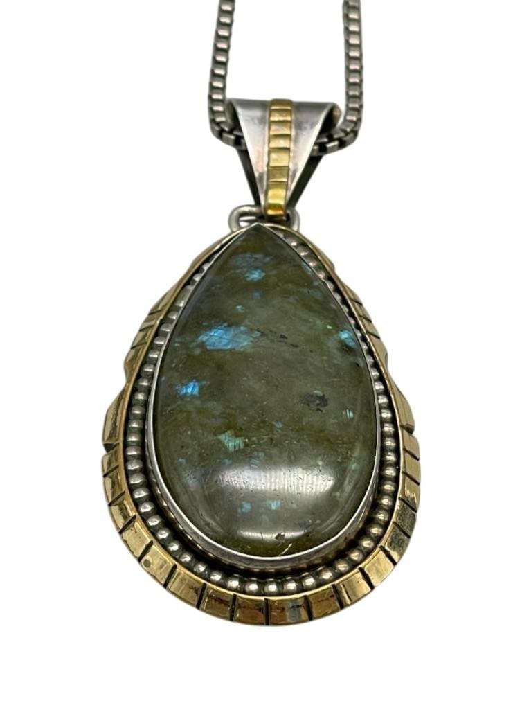 Labradorite, Sterling Silver And Gold Filled Pendant (1 of 11)