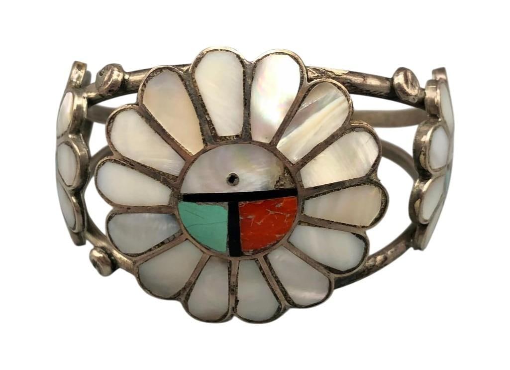 Vintage Sunface Themed Inlay Bracelet (1 of 12)