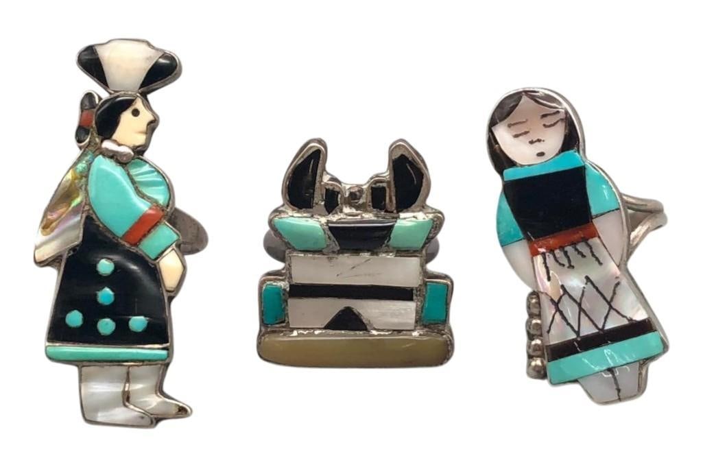 Three Figural Inlay Rings (1 of 10)
