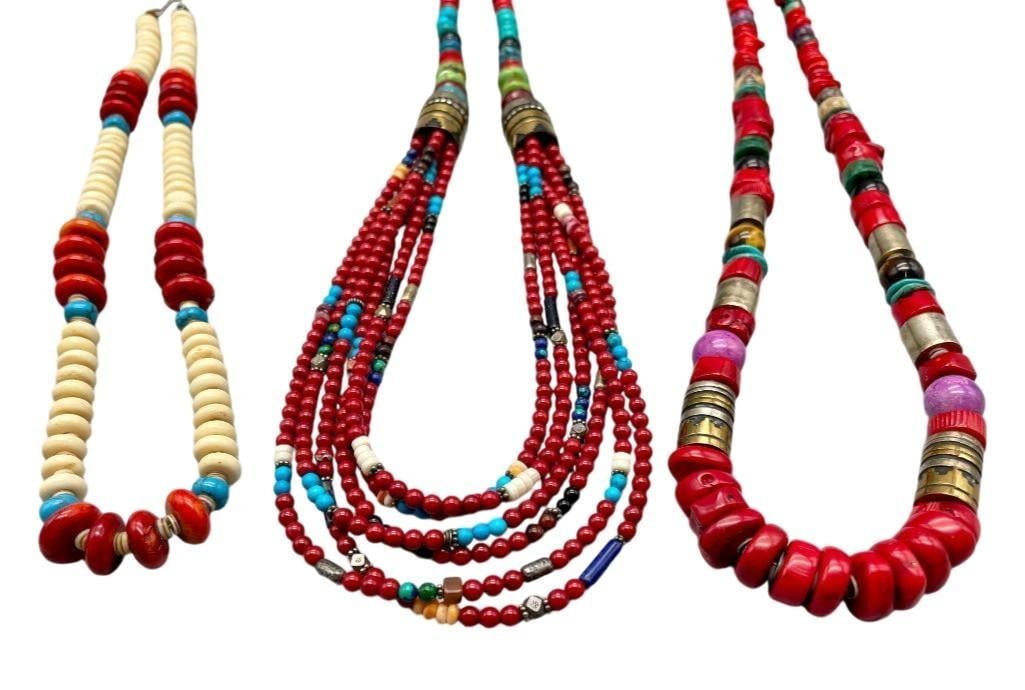 Three Coral And Multi Stone Necklaces (1 of 16)