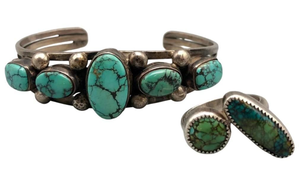 Webbed Turquoise Bracelet And Ring (1 of 9)