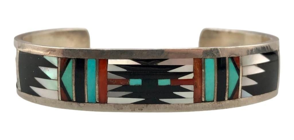 Multi Stone Zuni Inlay Bracelet By Charlotte Dishta (1 of 10)