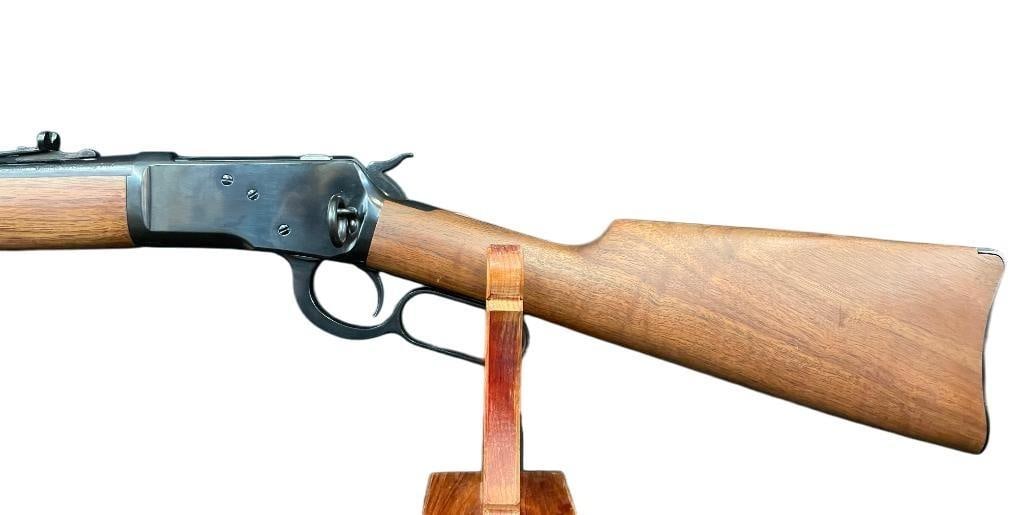 Winchester Model 1892 44 Remington Magnum: For your bidding pleasure is a Winchester Model 1892 .44 Remington Magnum. It features a classic wood stock and forend with nice bluing on the frame and barrel. This lever action short rifle has an ad
