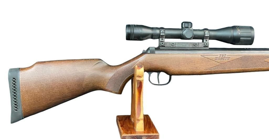 Diana .350 Mag Air Rifle With Scope: For your bidding pleasure is a Diana .350 Mag air rifle with scope. This air rifle would be a fun gun to do small game hunting or target hunting. The front sight has been removed and the rifle comes w
