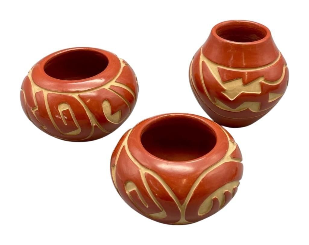 Three Carved Santa Clara Pots By Stella Chavarria (1 of 12)