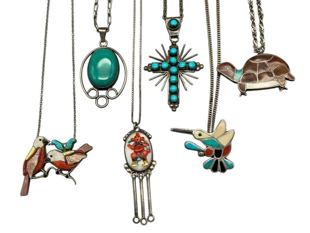 Group Of Six 1970s And 1980s Navajo And Zuni Necklaces (1 of 14)