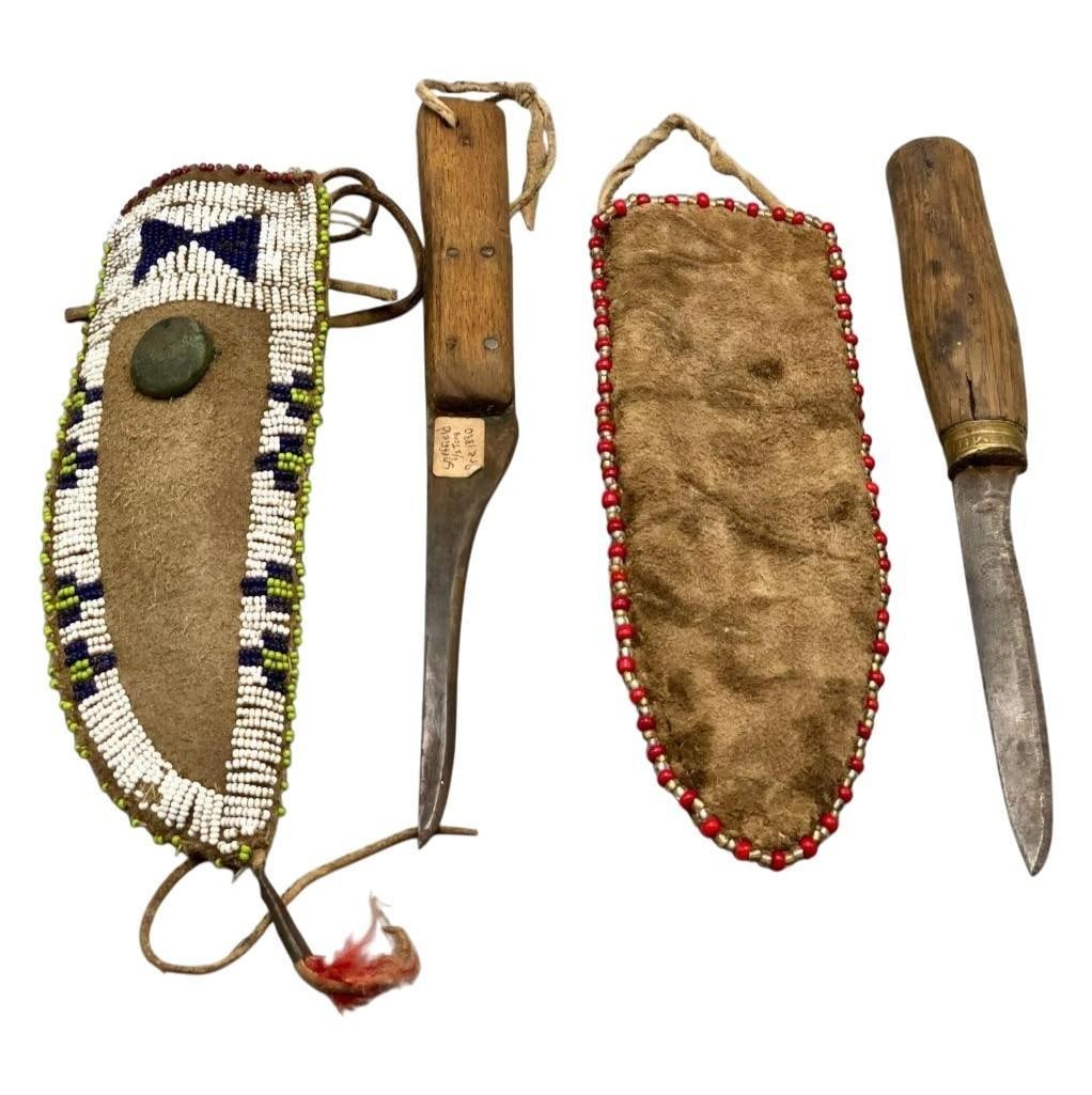 Two Old Knives With Beaded Sheaths (1 of 16)