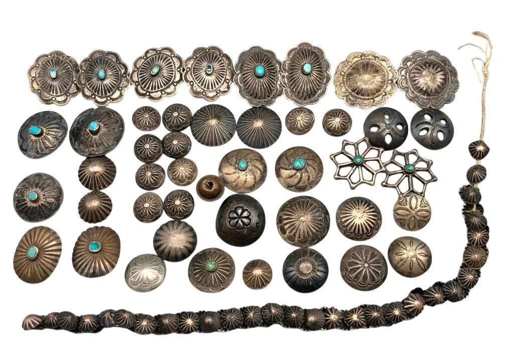 Group Of Vintage Silver And Turquoise Buttons (1 of 8)