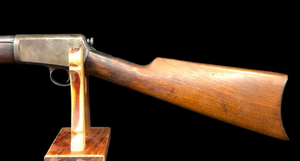 Model 1903 Winchester .22 Caliber Rifle: For your bidding pleasure is a Winchester Model 1903 .22 Winchester Automatic Caliber rifle. Most examples of the Model 1903 found now have had aftermarket sights installed but this is in its original
