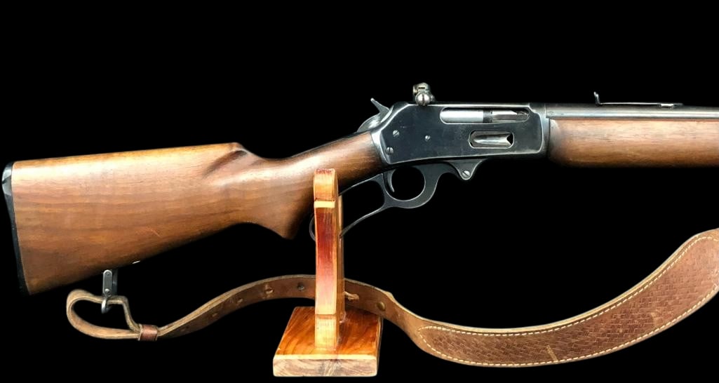 Marlin M336 R.C .30-.30 Caliber Lever Action Rifle: For your bidding pleasure is a Marlin model 336 R.C. lever action rifle in .30-.30 caliber. It features a Redfield adjustable rear sight as well as the original factory sights. Included is a nice leat