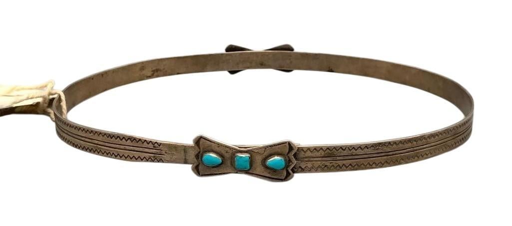 Dead Pawn Vintage Turquoise And Sterling Silver Hatband With Pawn Tag (1 of 7)