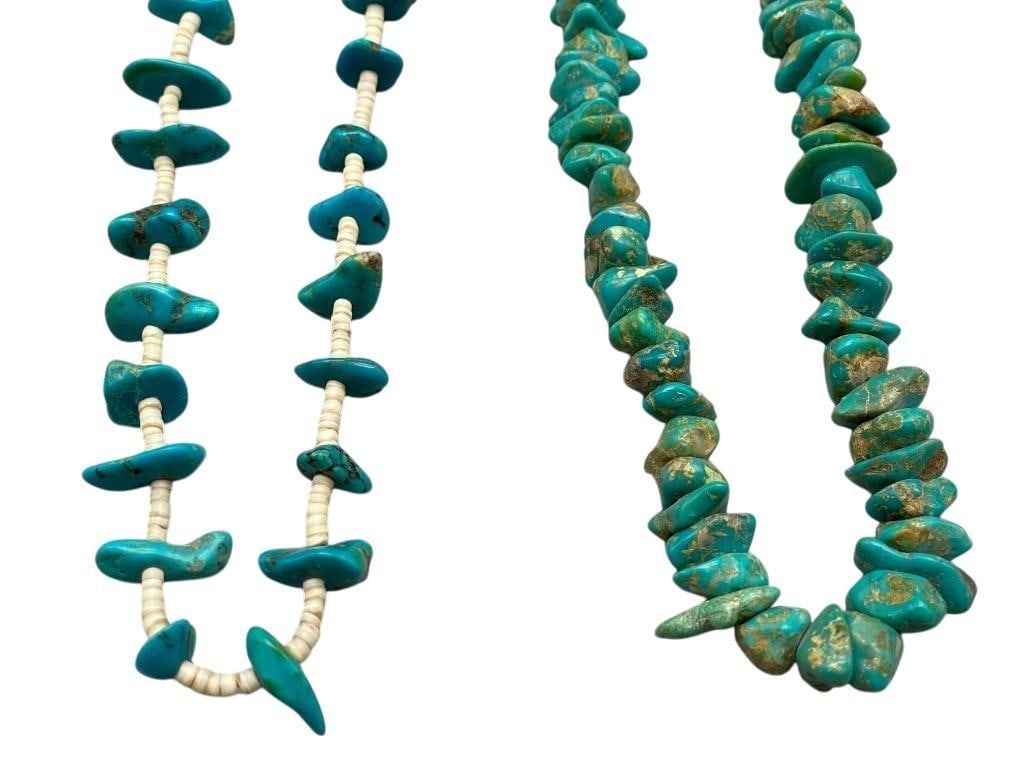 Two Dead Pawn Turquoise And Heishi Necklaces With Pawn Tag (1 of 12)