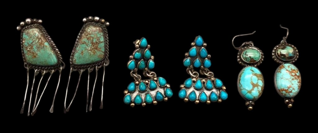 Group Of Three Pair Of Turquoise Earrings (1 of 13)