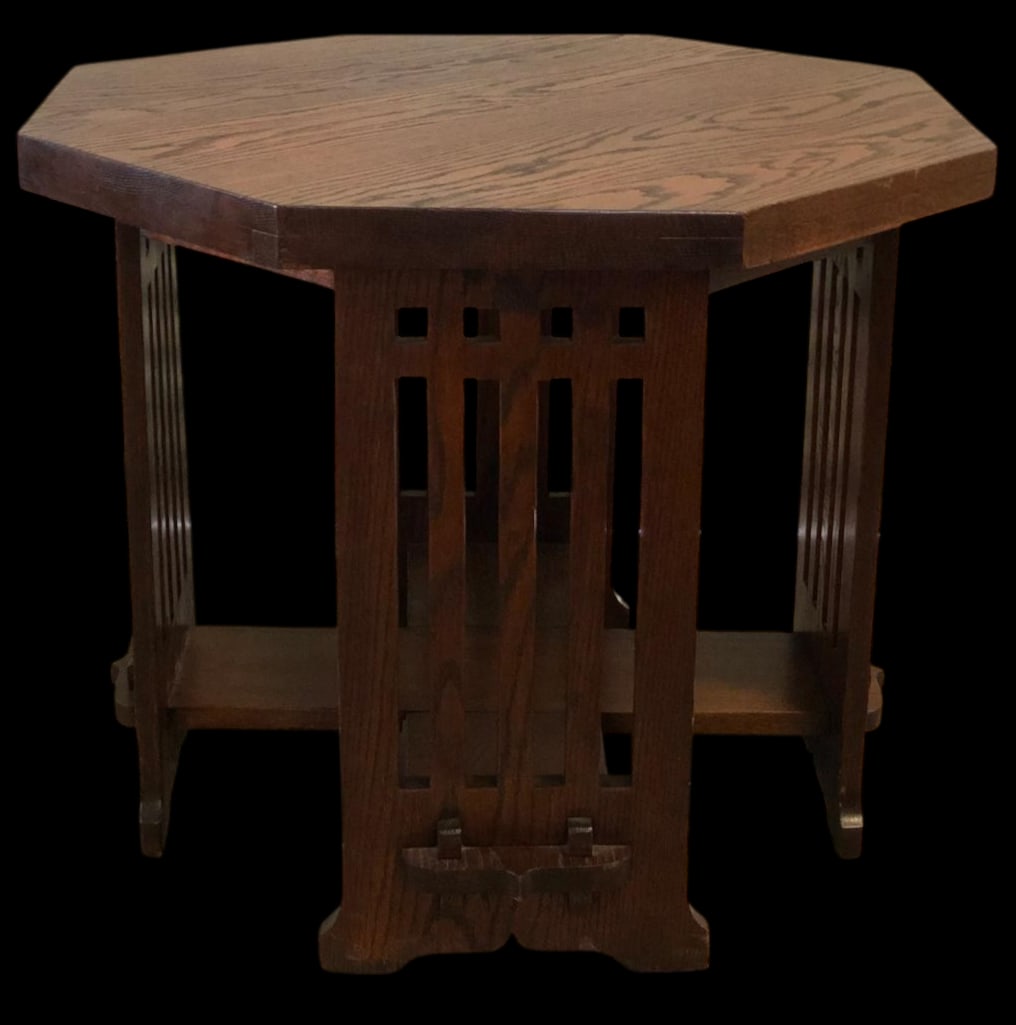 Limbert Octagonal Oak Library Table (1 of 6)