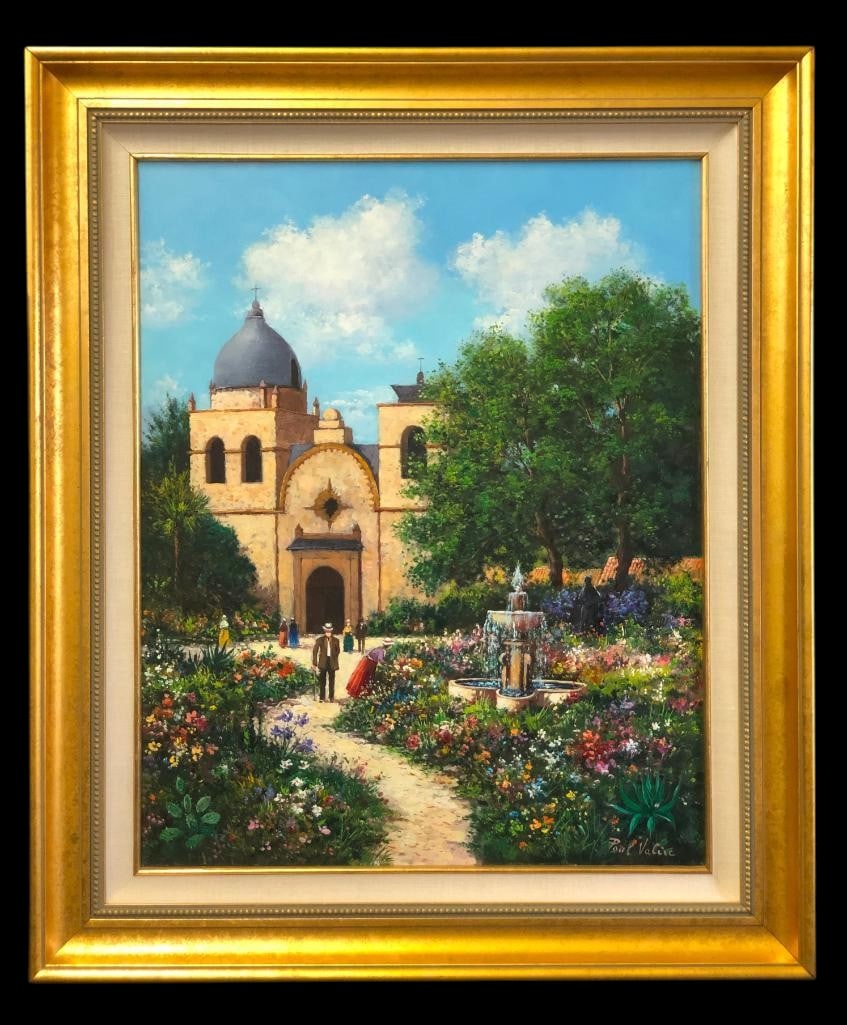 "Chateau" Original Oil Painting By Paul Valere: Offered for your purchase here is "Chateau", an original oil painting by Paul Valere. Born in France in 1923, the artist began sketching at an early age progressing to watercolors, but eventua