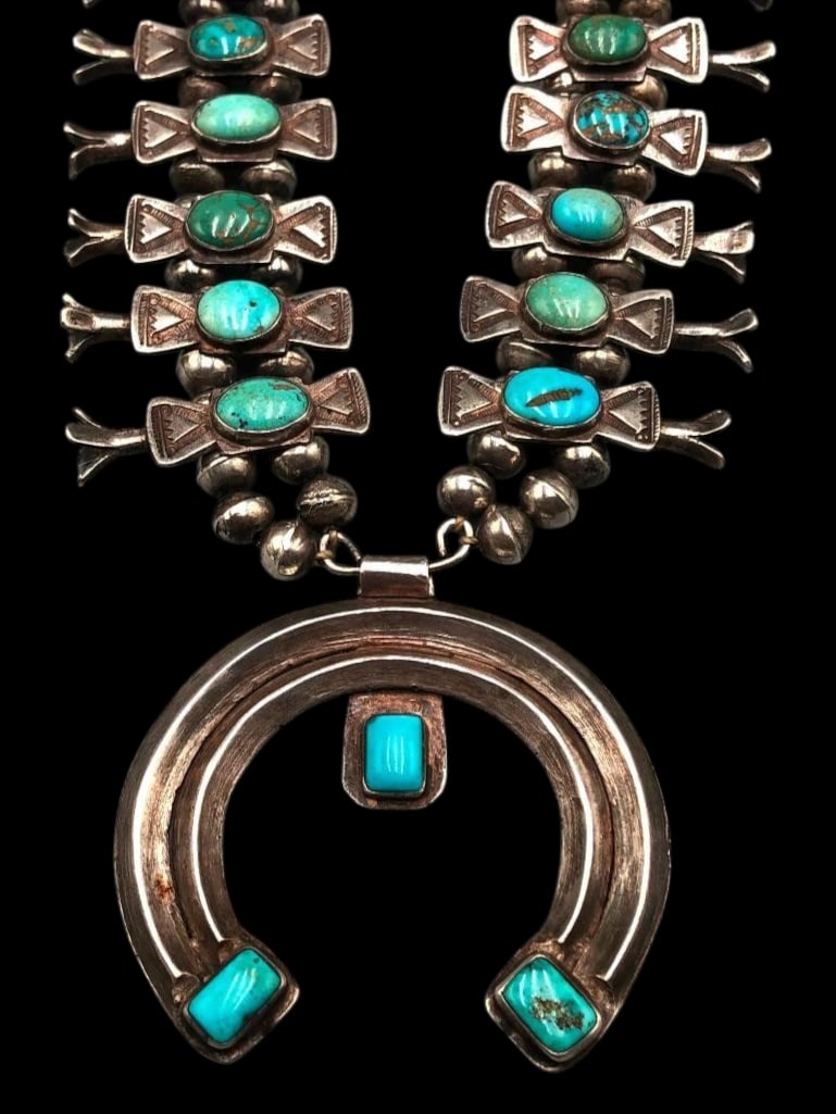 1930s To 1940s Box Bow Style Squash Blossom Necklace With Handmade Beads (1 of 18)