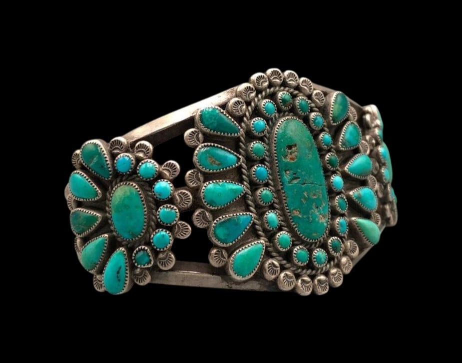 Dead Pawn Natural Turquoise Cluster Bracelet (1 of 10)