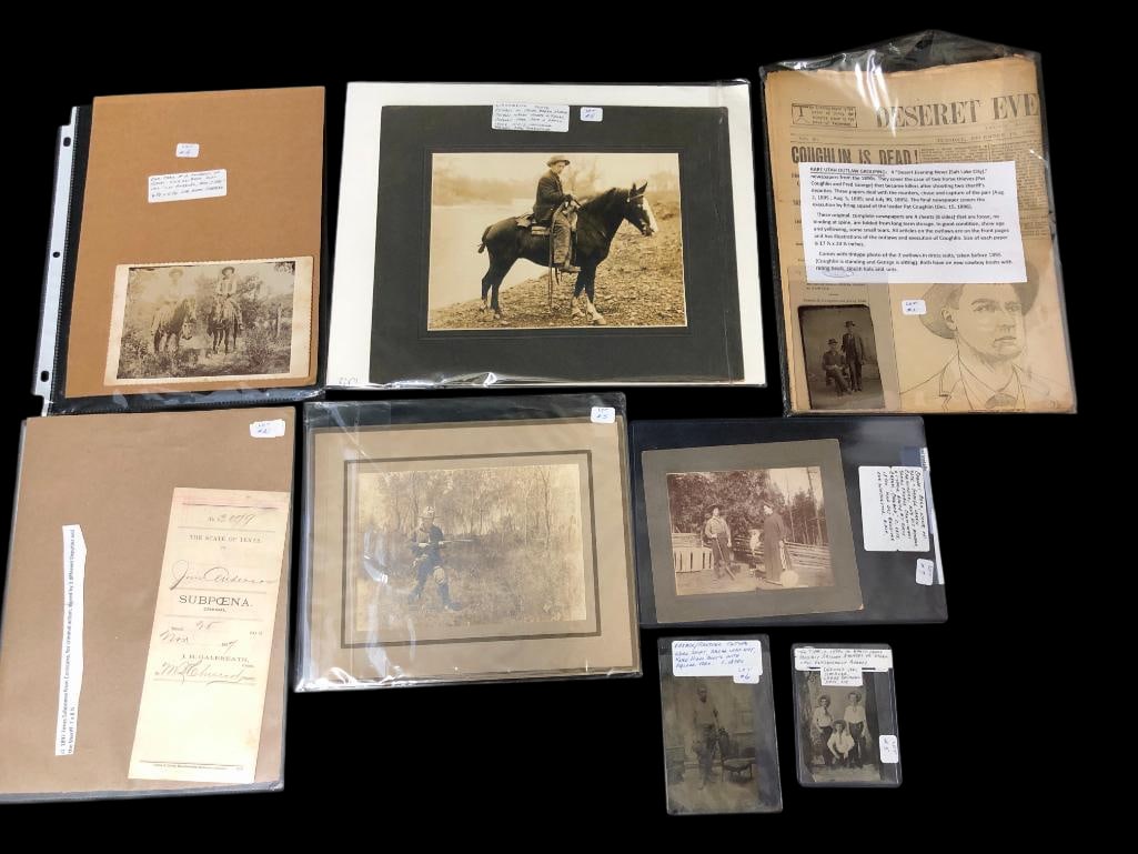 Old West Ephemera And Cabinet Cards, Etc: Offered here for your consideration are Old West related ephemera and cabinet cards and tin types This group includes some rare and interesting items. The first grouping is four "Desert Evening Ne