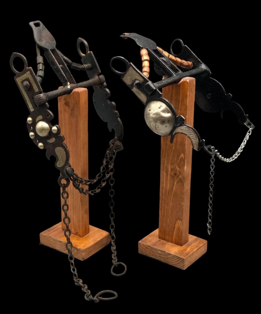 Two Antique Spade Bits: Available here for your consideration are two antique spade bits. The black bit carries a tag that states it was used in the first Ben Hur movie, a 1959 epic film starring Charleton Heston. The tag al
