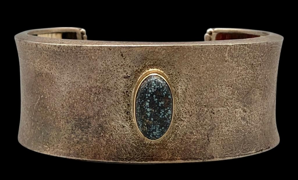 High Grade Turquoise And Multi Stone Inlay Bracelet By Monte Claw (1 of 10)