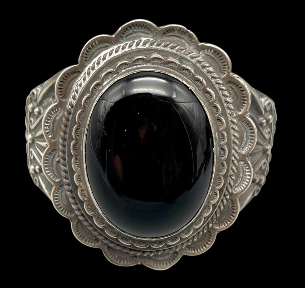 Nice Onyx And Sterling Silver Bracelet (1 of 10)