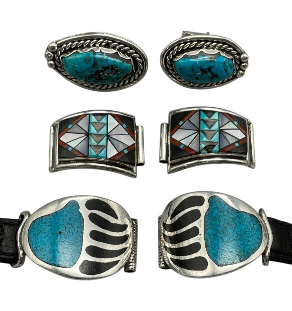 Turquoise Cuff Links And Two Watch Tips (1 of 8)