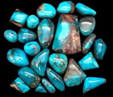 Approximately 183 Carats Bisbee Cabochons: Offered here for your consideration are approximately 183 carats of Bisbee turquoise cabochons. The Bisbee mine is one of the most famous mines in Arizona, founded in 1880 as a gold, silver and copper