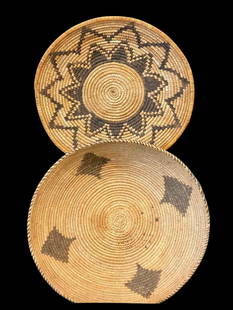 Two Early 1900s Apache Baskets: Offered here for your consideration are two early 1900s Apache baskets. The Apache people were known as superior basket makers after learning new techniques from the Yavapai during the late 1800s whic