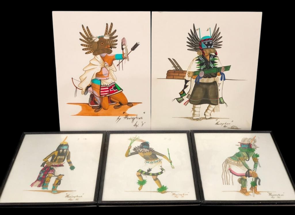 Five Hopi Kachina Paintings By Honimptewa (1 of 10)
