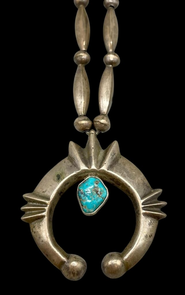 Vintage Sterling Silver Bead Necklace With Naja (1 of 13)