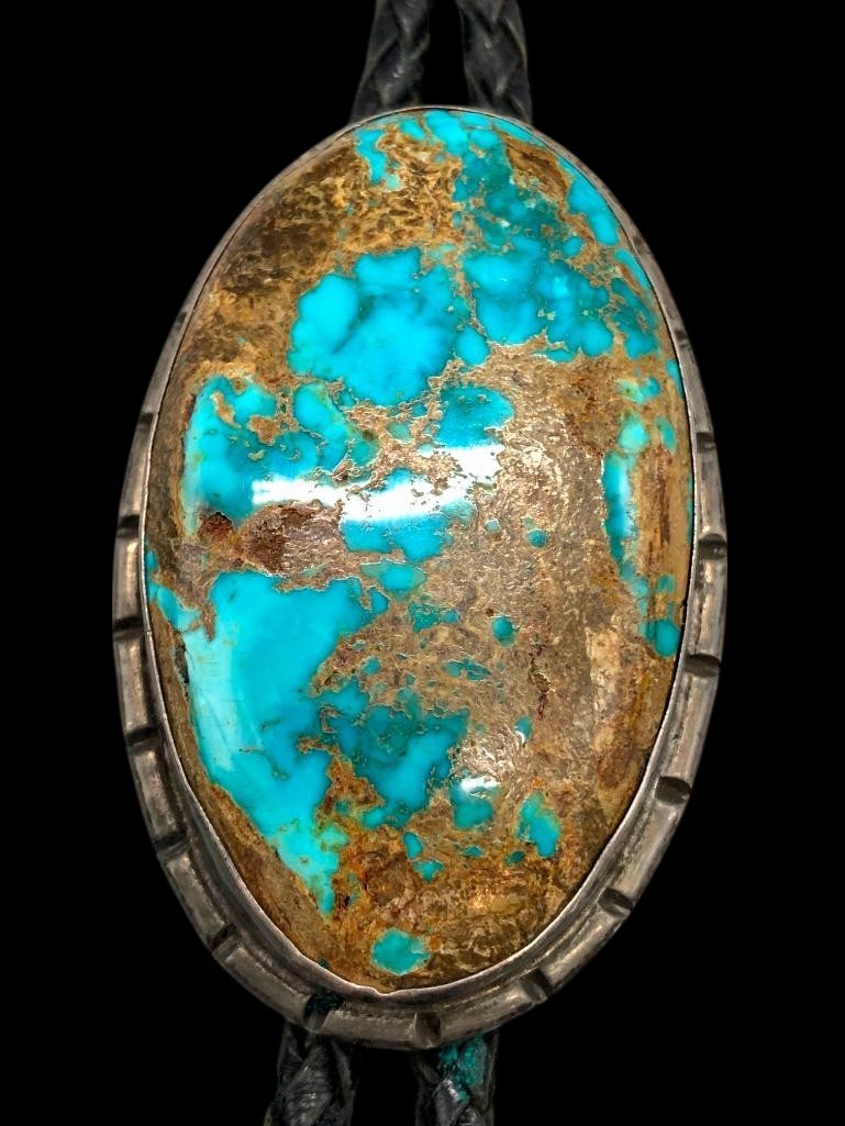 Exquisite High Grade Turquoise And Sterling Silver Bolo Tie (1 of 12)