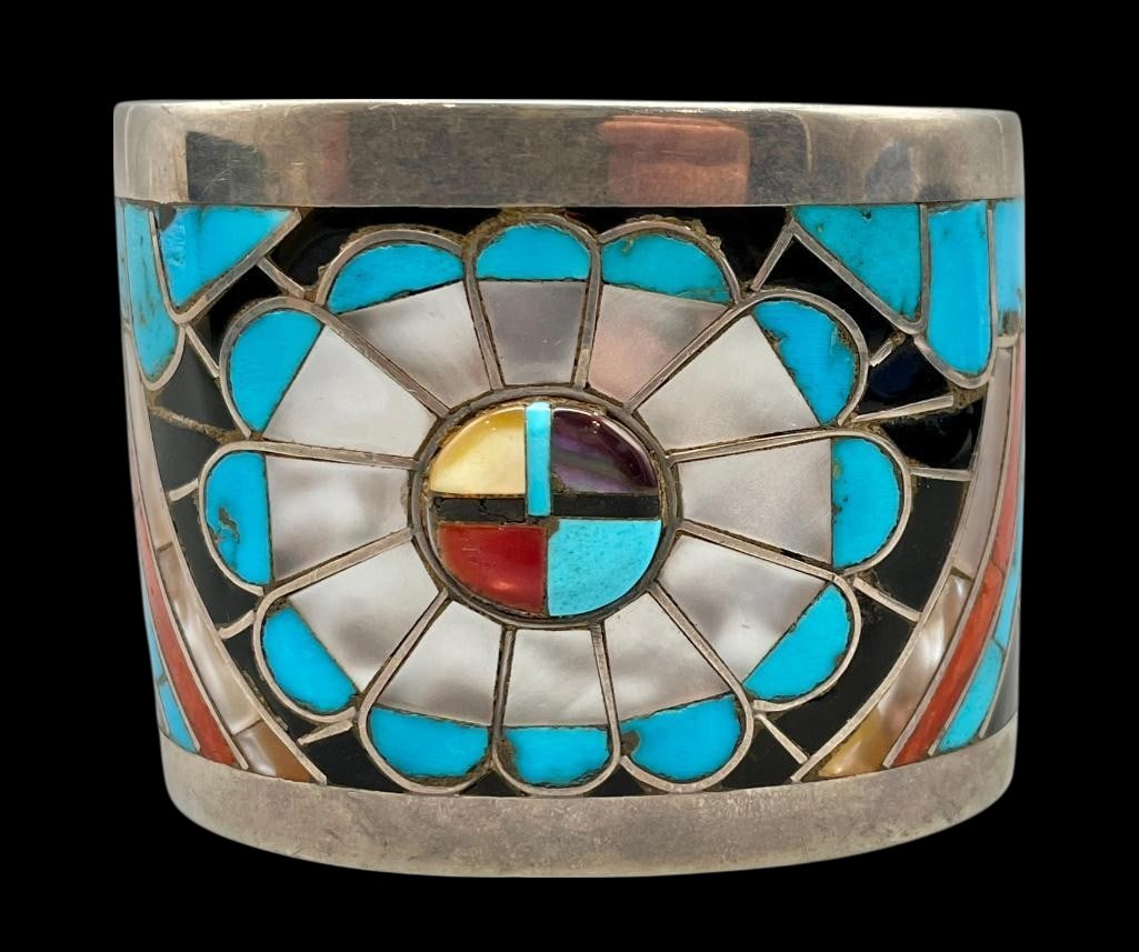 Vintage Sunface Multi Stone Inlay Bracelet (1 of 12)