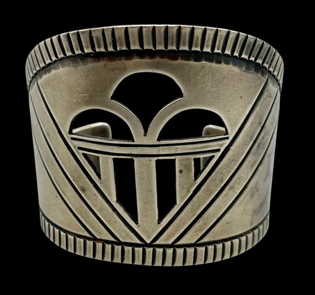 Vintage Hopi Rain Cloud Themed Sterling Silver Bracelet (1 of 10)